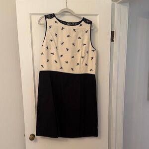 LOFT Black and Cream Mini Dress with Floral Accents